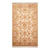 4x6 Beige, Brown, Mustard Color Hand Knotted Oushak 100% Wool Traditional Oriental Rug