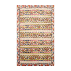 4x6 Beige, Blue, Mustard Color Hand Knotted 100% Wool Transitional Oriental Rug