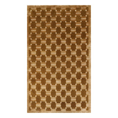 4x6 Brown, Olive, Color Hand Knotted 100% Wool Modern Oriental Rug