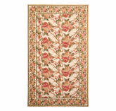 6x9 Beige, Rose, Green Color Hand Knotted 100% Wool Traditional Oriental Rug