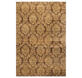 6x9 Brown, Light Gold, Color Hand Knotted 100% Wool Transitional Oriental Rug