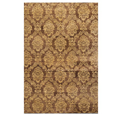 6x9 Brown, Light Gold, Color Hand Knotted 100% Wool Transitional Oriental Rug