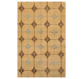 6x9 Tan, Brown, Blue Color Hand Knotted Tibetan 100% Wool Transitional Oriental Rug