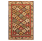 6x9 Beige, Rust, Sage Color Hand Knotted 100% Wool Traditional Oriental Rug