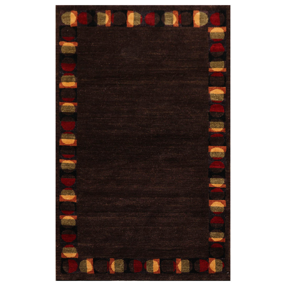 3x5 Chocolate, Red, Gold Color Hand Knotted 100% Wool Transitional Oriental Rug