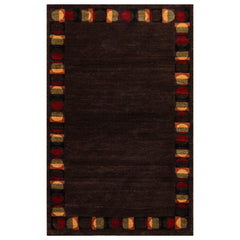 3x5 Chocolate, Red, Gold Color Hand Knotted 100% Wool Transitional Oriental Rug