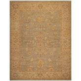 Knotted Rug Gray Ivory Hand Knotted 9'x12' Sino Persian Tabriz Mahi Traditional 300 KPSI 100% Wool Oriental Area Rug