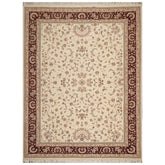 9x12 Cream, Maroon, Gray Color Hand Knotted Isfahan 100% Wool Traditional Oriental Rug