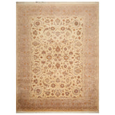 9x12 Ivory, Taupe, Brown Color Hand Knotted Pak Persian 100% Wool Traditional Oriental Rug