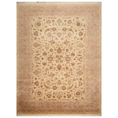 9x12 Ivory, Taupe, Brown Color Hand Knotted Pak Persian 100% Wool Traditional Oriental Rug