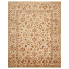 8x10 Beige, Brown, Taupe Color Hand Knotted Pak Persian 100% Wool Traditional Oriental Rug