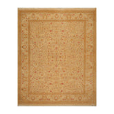 8x10 Tan, Gold, Coral Color Hand Knotted Pak Persian 100% Wool Traditional Oriental Rug