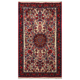 4x6 Ivory, Navy, Red Color Hand Knotted Bidjar 100% Wool Traditional Oriental Rug