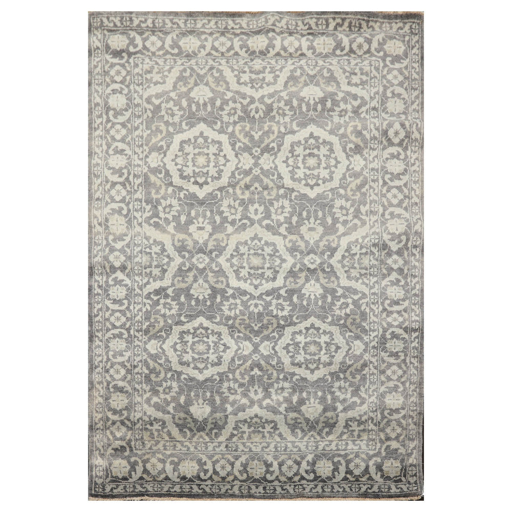 4x6 Gray, , Color Hand Knotted 100% Wool Transitional Oriental Rug