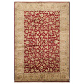 6x9 Wine, Taupe, Beige Color Hand Knotted Agra 100% Wool Traditional Oriental Rug