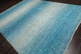 9x12 Aqua, Beige, Gray Color Hand Knotted 100% Wool Modern Oriental Rug