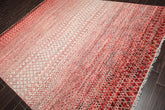 8x10 Beige, Red, Rust Color Hand Knotted 100% Wool Modern Oriental Rug