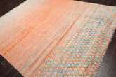 8x10 Orange, Blue, Beige Color Hand Knotted 100% Wool Modern Oriental Rug