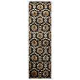 Runner Black, Gold, Beige Color Hand Knotted 100% Wool Transitional Oriental Rug