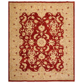 8x10 Rust, Tan, Light Gold Color Hand Knotted Chobi Peshawar 100% Wool Traditional Oriental Rug