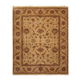 8x10 Gold, Tan, Rust Color Hand Knotted Agra 100% Wool Traditional Oriental Rug
