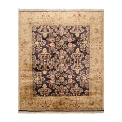 8x10 Dark Chocolate, Light Gold, Rose Color Hand Knotted Sarouk 100% Wool Traditional Oriental Rug