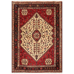 3x5 Ivory, Rust, Chocolate Color Hand Knotted Abadeh 100% Wool Traditional Oriental Rug