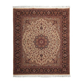 Knotted Rug Ivory Black Hand Knotted 8'x10' Pak Persian Tabriz Traditional 100% Wool Oriental Area Rug
