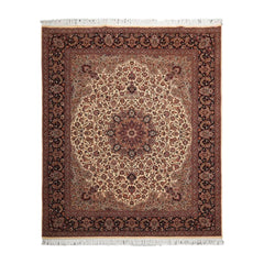 Knotted Rug Ivory Black Hand Knotted 8'x10' Pak Persian Tabriz Traditional 100% Wool Oriental Area Rug