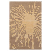 Knotted Rug Tone on Tone Beige Hand Knotted 2'x3' Tibetan Modern Contemporary Wool and Silk Oriental Area Rug