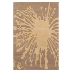 Knotted Rug Tone on Tone Beige Hand Knotted 2'x3' Tibetan Modern Contemporary Wool and Silk Oriental Area Rug