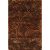 2x3 Brown, Green, Color Hand Knotted Wool & Silk Transitional Oriental Rug
