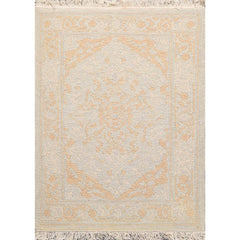 2x3 Gray, Tan, Beige Color Hand Knotted Soumak 100% Wool Transitional Oriental Rug