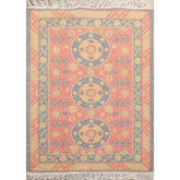 2x3 Rose, Blue, Gold Color Hand Knotted Soumak 100% Wool Transitional Oriental Rug