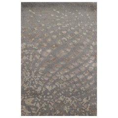 Knotted Rug Tone on Tone Gray Hand Knotted 2'x3' Tibetan Modern Contemporary Wool and Silk Oriental Area Rug