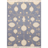 2x3 Blue, Ivory, Tan Color Hand Knotted Soumak 100% Wool Transitional Oriental Rug