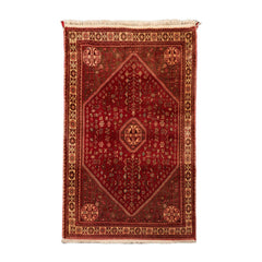 3x5 Ruby, Brown, Beige Color Hand Knotted Abadeh 100% Wool Traditional Oriental Rug