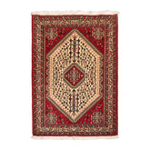3x5 Ivory, Red, Aqua Color Hand Knotted Abadeh 100% Wool Traditional Oriental Rug