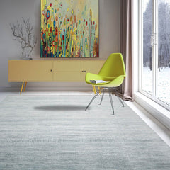 Multi Size Gray Blue White Color Hand Knotted Wool & Silk Modern Oriental Rug