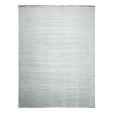 Multi Size Ivory Aqua Color Hand Knotted Wool & Silk Modern Oriental Rug