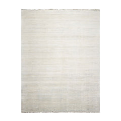 Knotted Rug Beige Gray Hand Knotted Multi Size Wool and Silk Grass Modern Rugs
