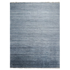 Knotted Rug Blue Gray Hand Knotted Multi Size Wool and Silk Grass Modern Rugs