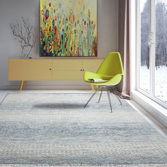 9x12 Beige, Gray, Blue Color Hand Knotted 100% Wool Modern Oriental Rug