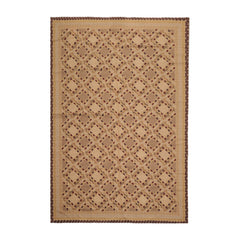 6x9 Tan, Brown, Chocolate Color Hand Knotted Soumak 100% Wool Traditional Oriental Rug