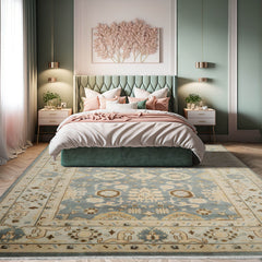 9x12 Celadon, Beige, Gray Color Hand Knotted 100% Wool Traditional Oriental Rug