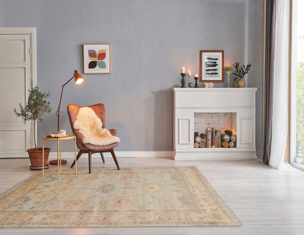 4x6 Mint, Pistacchio, Blush Color Hand Knotted Afghan Oushak 100% Wool Traditional Oriental Rug
