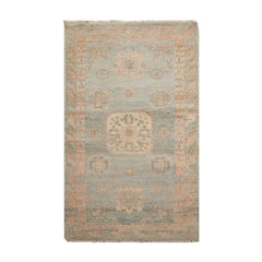3x5 Slate, Blush, Beige Color Hand Knotted Afghan Oushak 100% Wool Traditional Oriental Rug