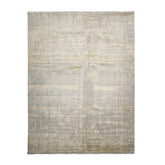 Knotted Rug Slate Gray Hand Knotted 9'x12' Tibetan Sherpa Modern Contemporary Wool and Silk Oriental Area Rug