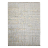 Knotted Rug Gray Beige Hand Knotted Multi Size Wool and Silk Sherpa Modern Rugs