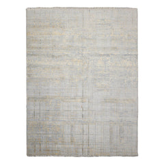 Knotted Rug Gray Beige Hand Knotted Multi Size Wool and Silk Sherpa Modern Rugs